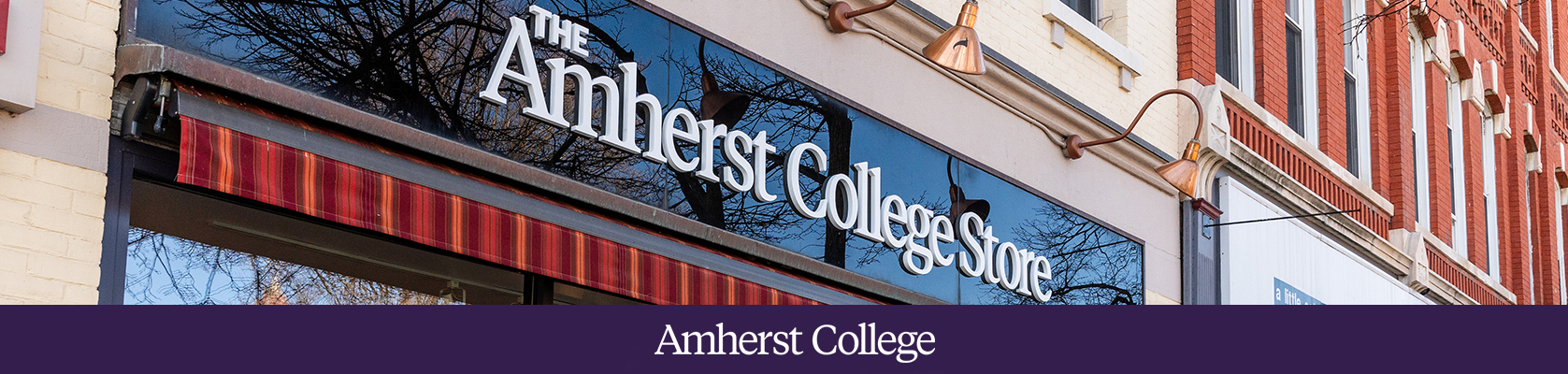 The Amherst College Store front window.